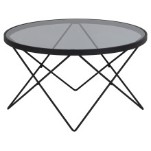 Stolik szklany okrągły Cuxton 80cm szkło hartowane dymione / czarny Actona