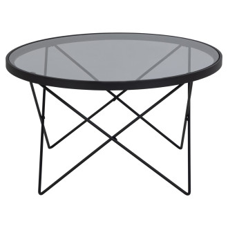 Stolik szklany okrągły Cuxton 80cm szkło hartowane dymione / czarny Actona