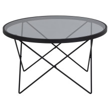 Stolik szklany okrągły Cuxton 80cm szkło hartowane dymione / czarny Actona