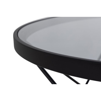 Stolik szklany okrągły Cuxton 80cm szkło hartowane dymione / czarny Actona