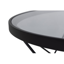 Stolik szklany okrągły Cuxton 80cm szkło hartowane dymione / czarny Actona