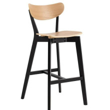 Krzesło barowe drewniane Roxby H77cm czarny / naturalny Actona