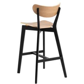 Krzesło barowe drewniane Roxby H77cm czarny / naturalny Actona
