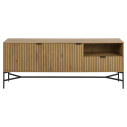 Komoda ryflowana na nóżkach z półkami i szufladą Jaipur 180x70cm dąb / czarny Actona