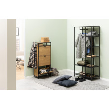 Szafka na buty zamykana Seaford 56x129cm dąb dziki / czarny Actona