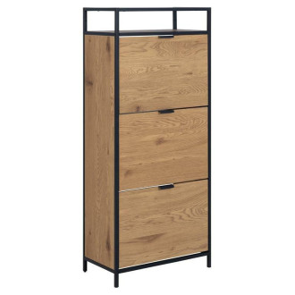 Szafka na buty zamykana Seaford 56x129cm dąb dziki / czarny Actona