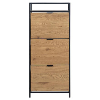 Szafka na buty zamykana Seaford 56x129cm dąb dziki / czarny Actona