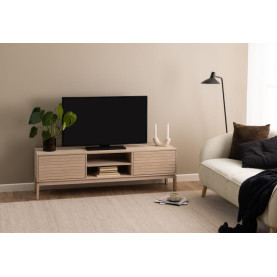 Szafka RTV z frezowanymi frontami Linley 160x50cm dąb bielony Actona