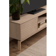 Szafka RTV z frezowanymi frontami Linley 160x50cm dąb bielony Actona