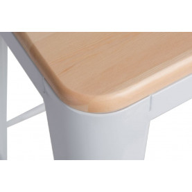 Hoker metalowy z drewnianym siedziskiem Paris Wood 75cm biały/sosna naturalna D2.Design do kuchni, restauracji i baru. 2
