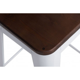 Hoker metalowy z drewnianym siedziskiem Paris Wood 75 biały/sosna orzech D2.Design do kuchni, restauracji i baru. 2