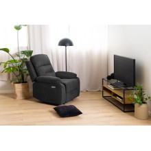 Stolik szklany RTV z półkami Randolf 120x45cm dąb / czarny Actona