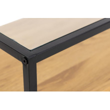 Stolik szklany RTV z półkami Randolf 120x45cm dąb / czarny Actona
