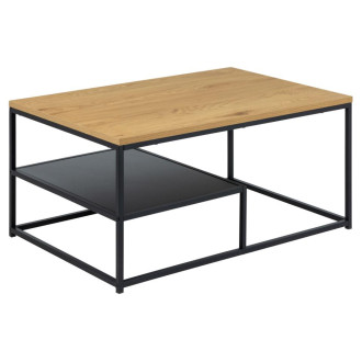 Stolik kawowy z półką loft Gila 90x60cm dąb dziki / czarny Actona