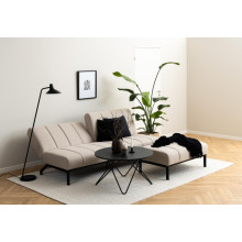 Sofa tapicerowana rozkładana Caix 198cm beżowa na czarnych nogach Actona