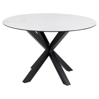 Stół ceramiczny okrągły Heaven 119cm biały arkanes / czarny Actona