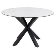 Stół ceramiczny okrągły Heaven 119cm biały arkanes / czarny Actona