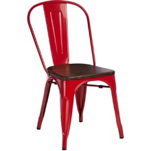 Designerskie Krzesło metalowe Paris Wood czerwony/sosna orzech D2.Design do kuchni i jadalni.