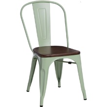 Designerskie Krzesło metalowe Paris Wood zielony/sosna orzech D2.Design do kuchni i jadalni.