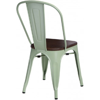 Designerskie Krzesło metalowe Paris Wood zielony/sosna orzech D2.Design do kuchni i jadalni.