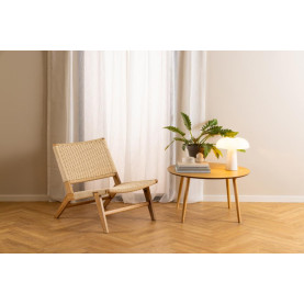 Fotel drewniany z plecionym siedziskiem boho Carson naturalny / dąb Actona 2