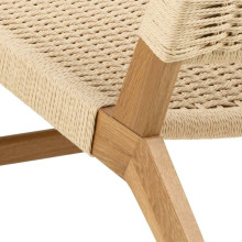 Fotel drewniany z plecionym siedziskiem boho Carson naturalny / dąb Actona