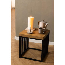 Stolik kwadratowy loft Strington 40x40cm dąb / czarny Actona