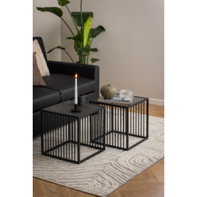 Stolik kwadratowy loft Strington 40x40cm czarny marmur / czarny Actona