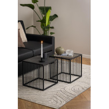 Stolik kwadratowy loft Strington 40x40cm czarny marmur / czarny Actona