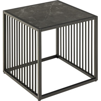 Stolik kwadratowy loft Strington 40x40cm czarny marmur / czarny Actona