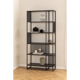 Regał loft 6 półek Strington 85x185cm czarny Actona