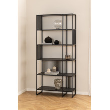 Regał loft 6 półek Strington 85x185cm czarny Actona