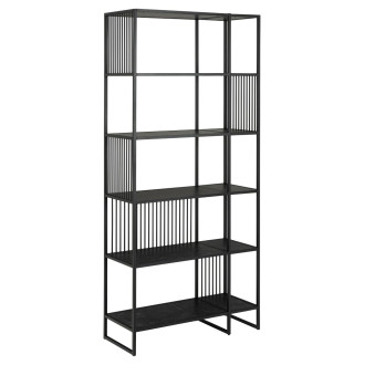 Regał loft 6 półek Strington 85x185cm czarny Actona