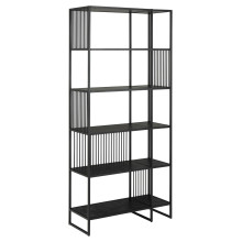 Regał loft 6 półek Strington 85x185cm czarny Actona