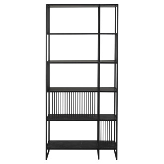 Regał loft 6 półek Strington 85x185cm czarny Actona