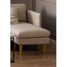 Sofa narożna tapicerowana na drewnianych nóżkach Milly 201cm beżowa Actona