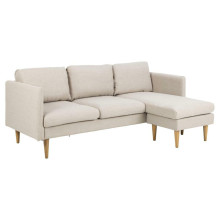 Sofa narożna tapicerowana na drewnianych nóżkach Milly 201cm beżowa Actona