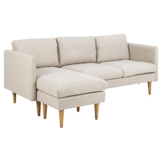 Sofa narożna tapicerowana na drewnianych nóżkach Milly 201cm beżowa Actona