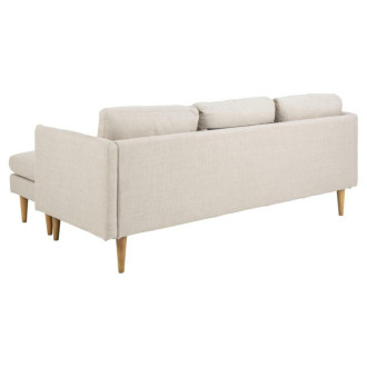 Sofa narożna tapicerowana na drewnianych nóżkach Milly 201cm beżowa Actona