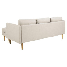 Sofa narożna tapicerowana na drewnianych nóżkach Milly 201cm beżowa Actona