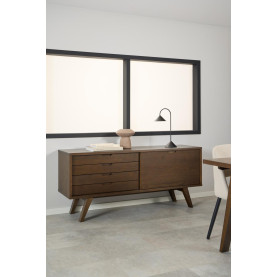 Komoda z szufladami i półkami na nóżkach A-line 160x72cm dąb dymiony Actona