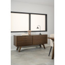 Komoda z szufladami i półkami na nóżkach A-line 160x72cm dąb dymiony Actona