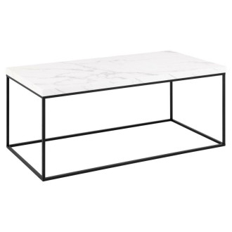 Stolik prostokątny Barossa 110x55cm biały marmur / czarny Actona