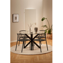 Stół szklany okrągły Heaven 119cm przeźroczysty / czarny Actona