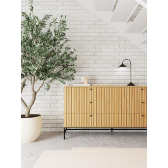 Komoda ryflowana na nóżkach 6 szuflad Albany 157,9cm dąb naturalny Actona