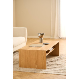 Stolik fornirowany z półką w stylu japandi Arlon 120x60cm dąb Actona