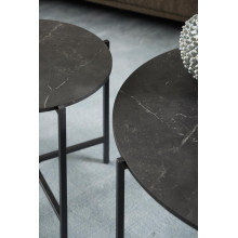 Stolik boczny okrągły Lamoine 40cm czarny marmur Actona
