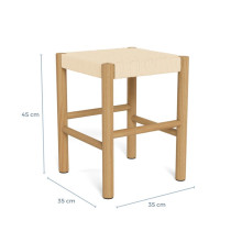 Stołek drewniany z plecionym siedziskiem Alvin 45cm naturalny Actona