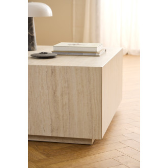 Stolik kawowy kwadratowy "kostka" Dice 90x90cm beżowy trawertyn Actona