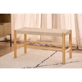 Ławka drewniana z plecionym siedziskiem Alvin 80x45cm naturalna Actona